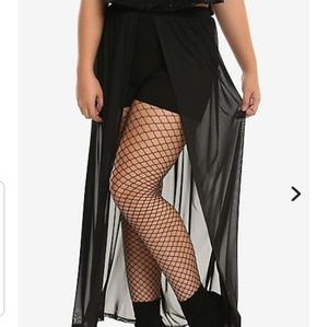 Black Mesh Layered Maxi Shorts